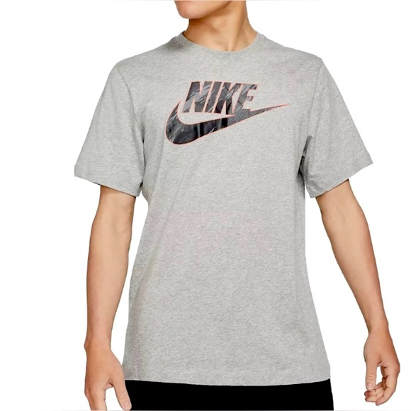 NIKE Sportswear Essential Camo Graphic T-Shirt XXL Gray Standard Swoosh Logo - Picture 1 of 10